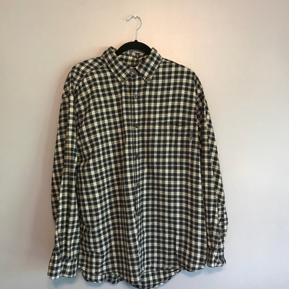 Woolrich dress shirt long sleeve plaid blue